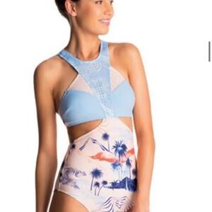 Roxy Pink and Blue Floral Swimsuit Pop swim